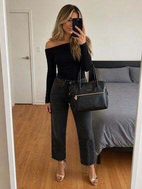 Leather Work Bag - Black